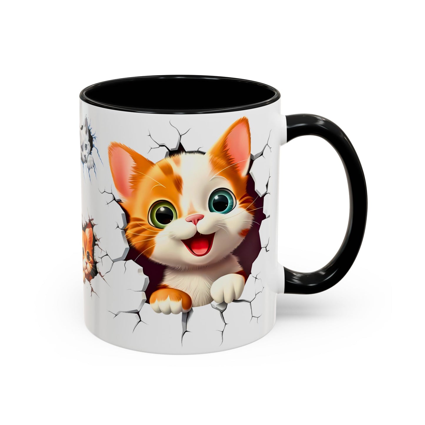 Cats Wall Broken Mug – 11oz Funny Cat Lovers Gift Design 04 | By RSB HUB