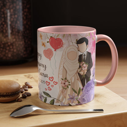 Happy Anniversary Mug (Customizable) Design 06 | 11oz Premium Mug by RSB HUB
