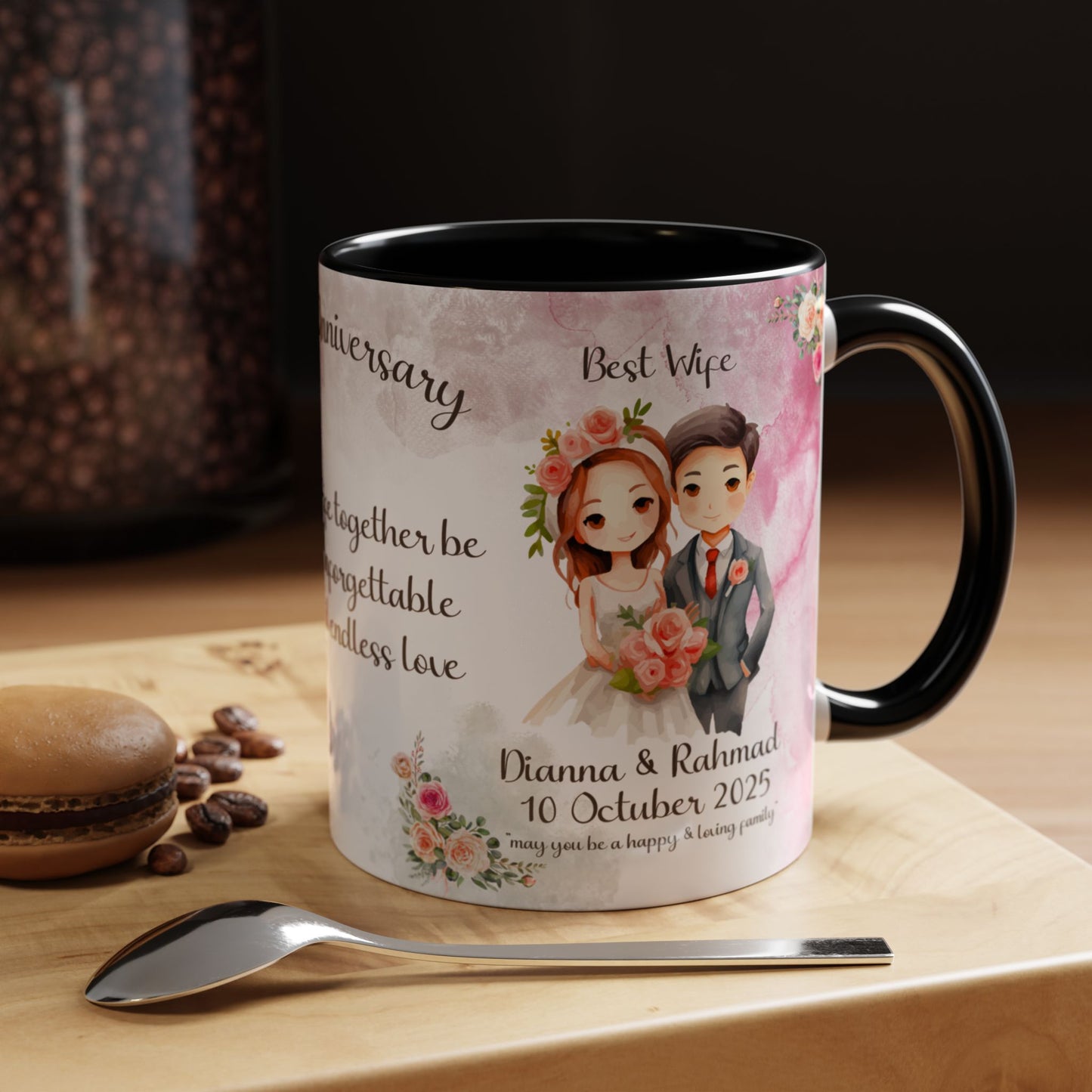 Happy Anniversary Mug (Customizable) Design 04 | 11oz Premium Mug by RSB HUB