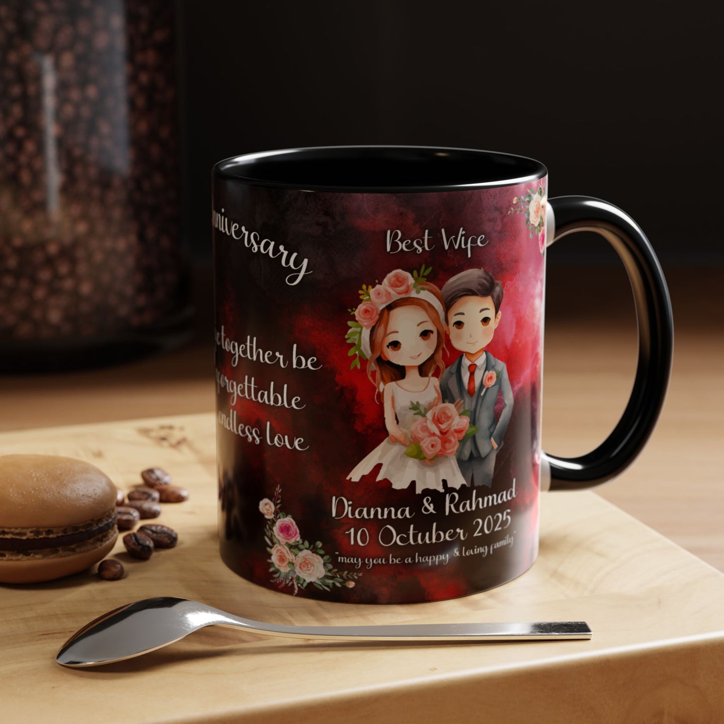 Happy Anniversary Mug (Customizable) Design 04 | 11oz Premium Mug by RSB HUB