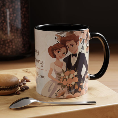 Happy Anniversary Mug (Customizable) Design 08 | 11oz Premium Mug by RSB HUB