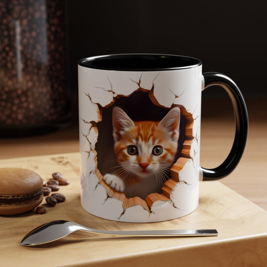 Cats Wall Broken Mug – 11oz Funny Cat Lovers Gift Design 01 | By RSB HUB