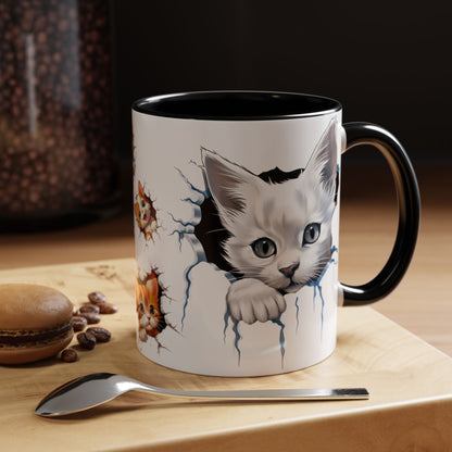 Cats Wall Broken Mug – 11oz Funny Cat Lovers Gift Design 02 | By RSB HUB