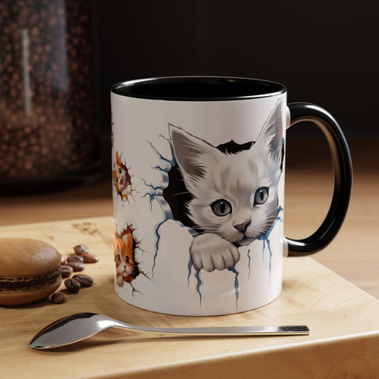 Cats Wall Broken Mug – 11oz Funny Cat Lovers Gift Design 02 | By RSB HUB