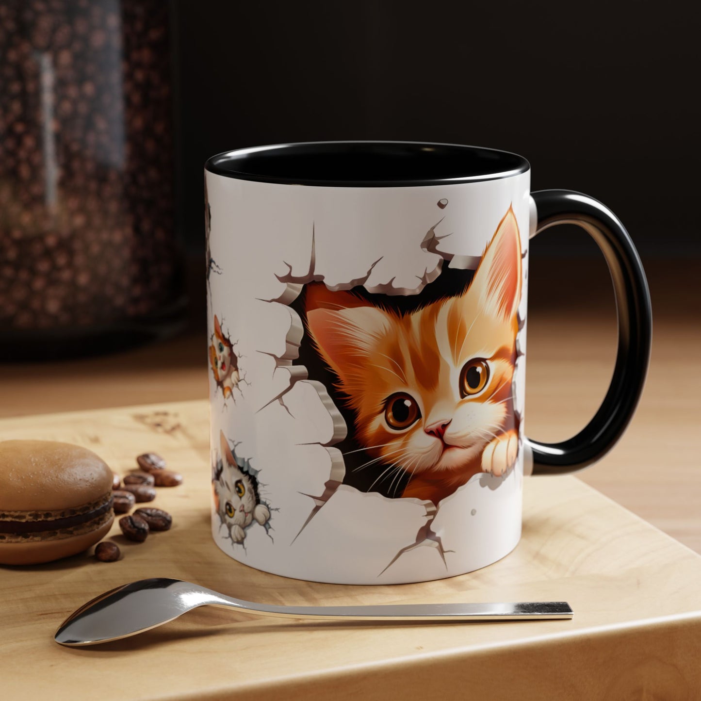Cats Wall Broken Mug – 11oz Funny Cat Lovers Gift Design 03 | By RSB HUB