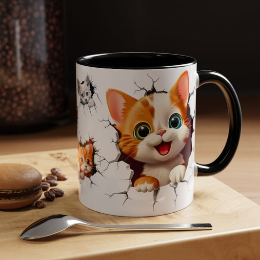 Cats Wall Broken Mug – 11oz Funny Cat Lovers Gift Design 04 | By RSB HUB