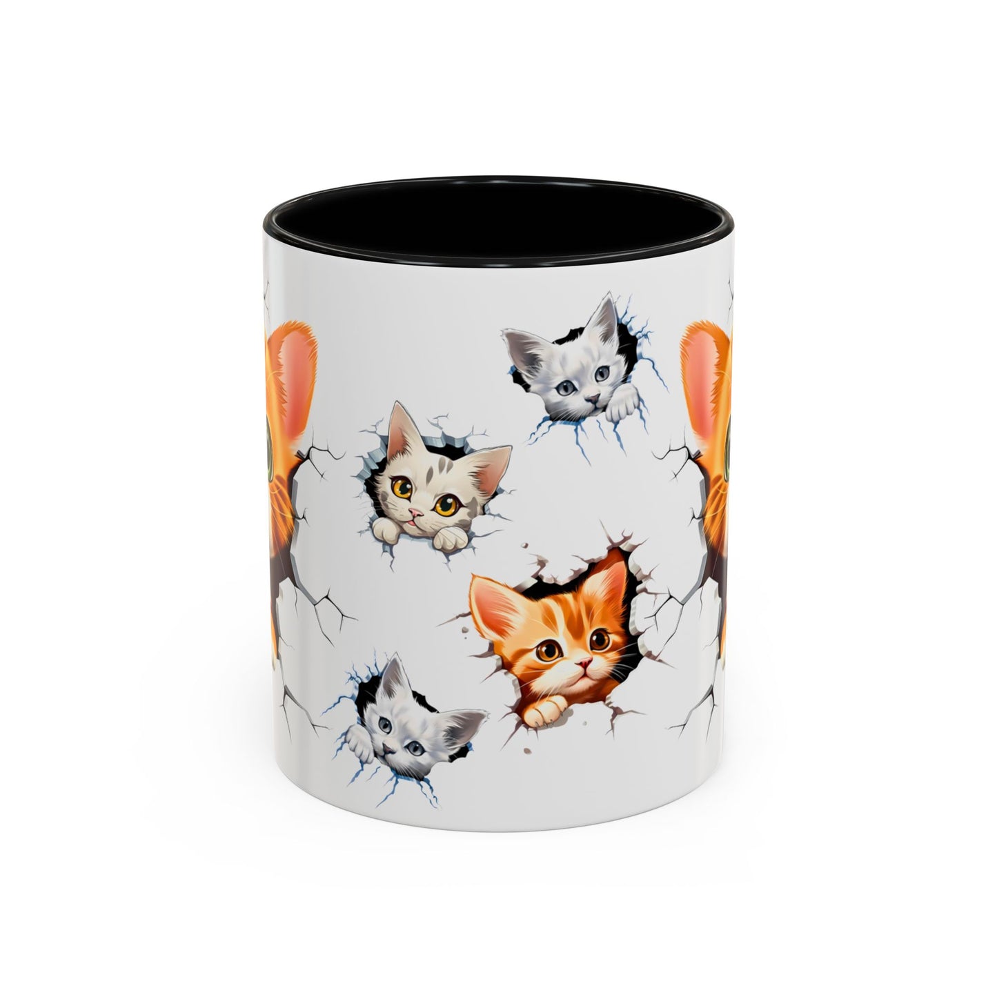 Cats Wall Broken Mug – 11oz Funny Cat Lovers Gift Design 04 | By RSB HUB