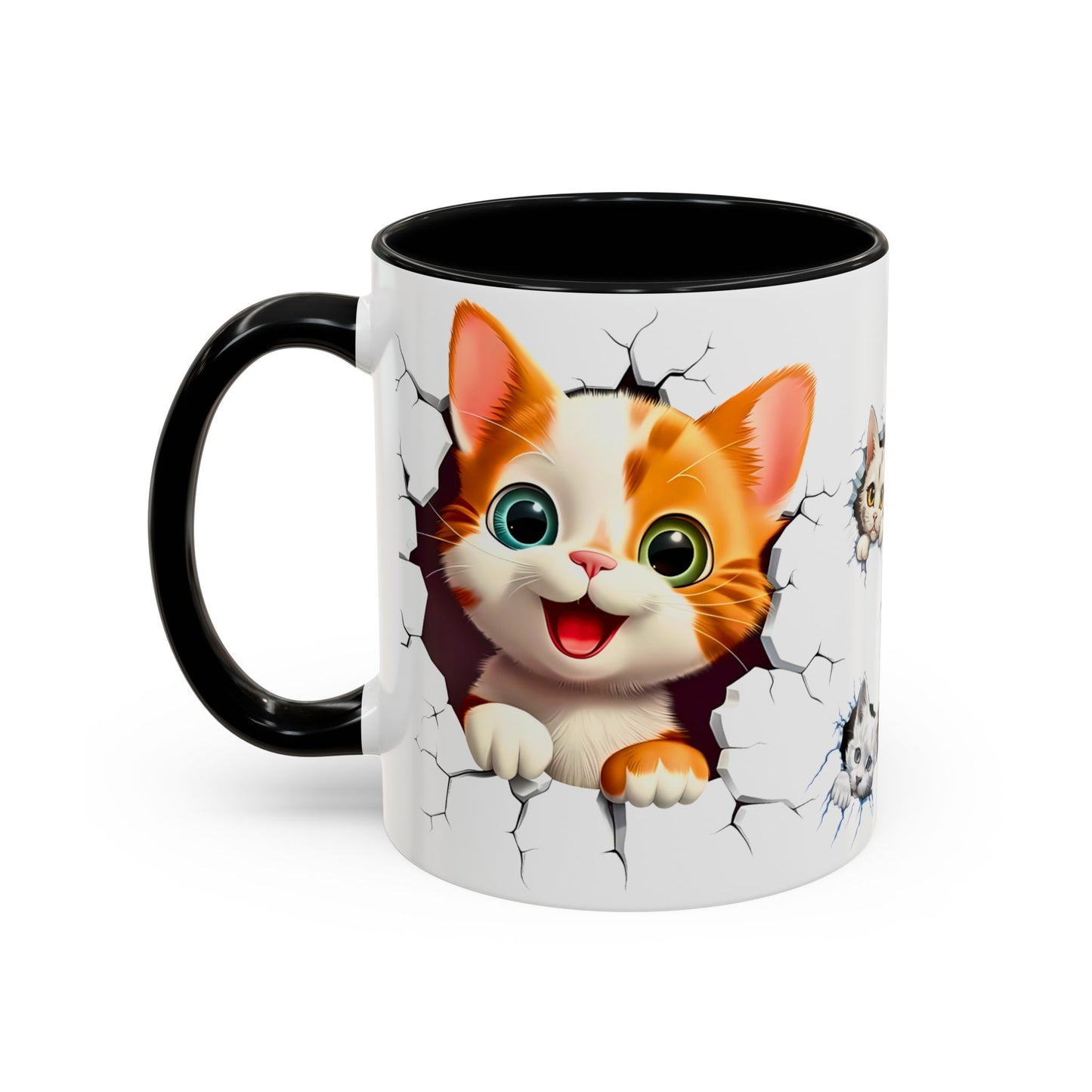 Cats Wall Broken Mug – 11oz Funny Cat Lovers Gift Design 04 | By RSB HUB
