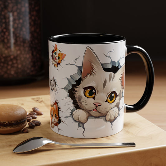 Cats Wall Broken Mug – 11oz Funny Cat Lovers Gift Design 05 | By RSB HUB