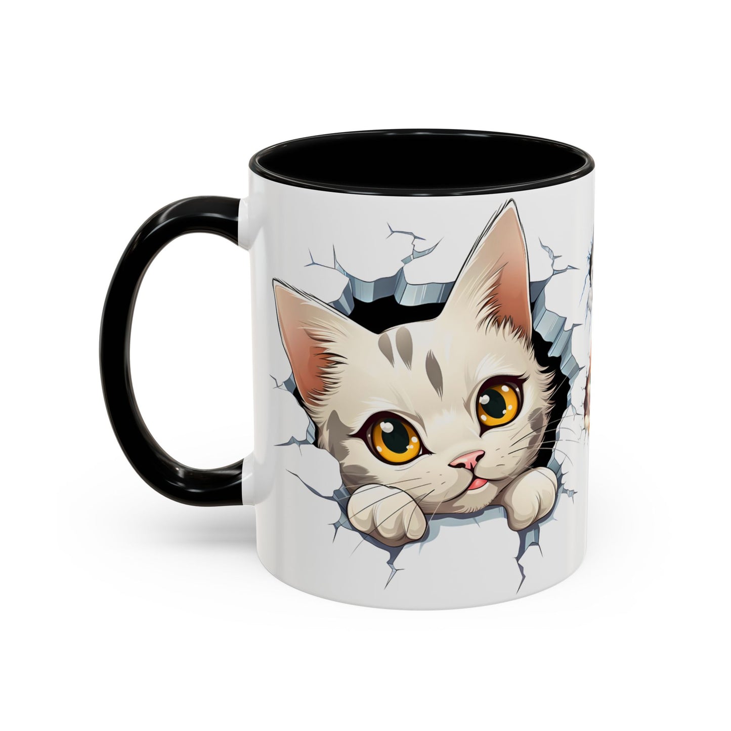 Cats Wall Broken Mug – 11oz Funny Cat Lovers Gift Design 05 | By RSB HUB