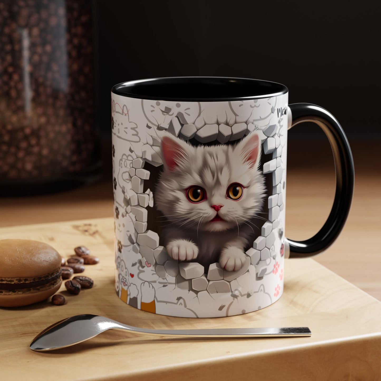 Cats Wall Broken Mug – 11oz Funny Cat Lovers Gift Design 06 | By RSB HUB