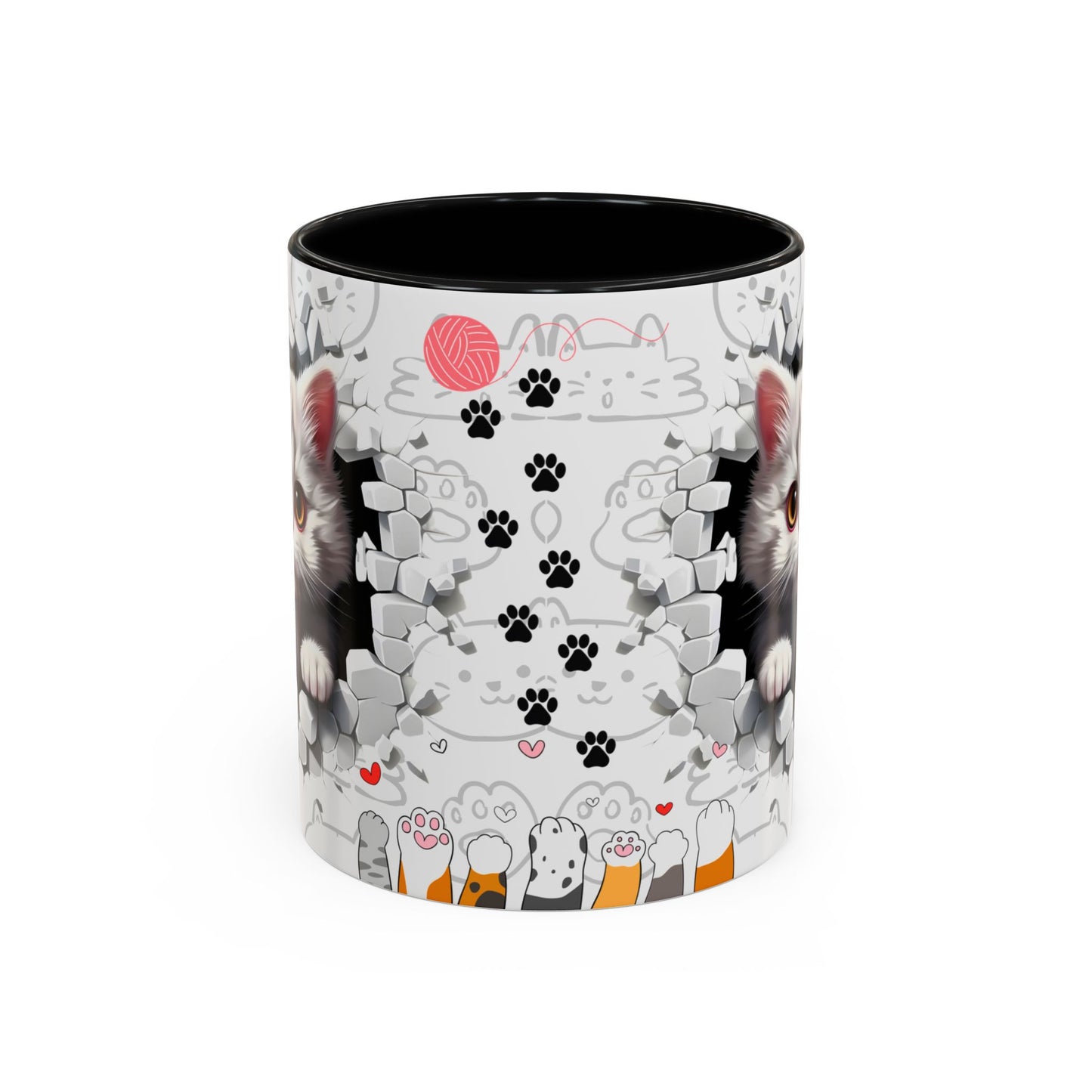 Cats Wall Broken Mug – 11oz Funny Cat Lovers Gift Design 06 | By RSB HUB