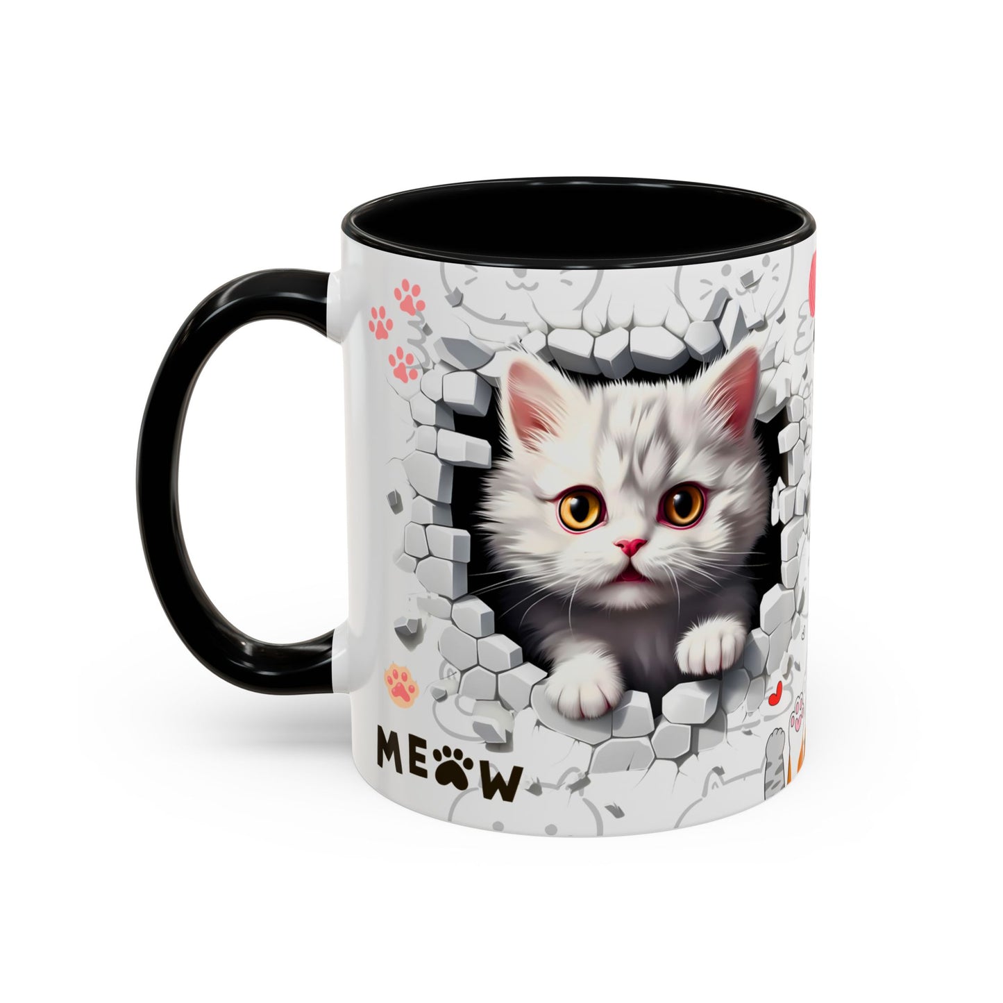Cats Wall Broken Mug – 11oz Funny Cat Lovers Gift Design 06 | By RSB HUB